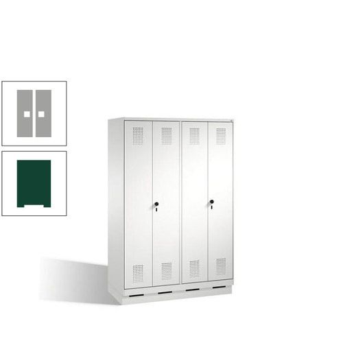 Doppel-Spind, Doppeltüren, Garderobenschrank mit Sockel, 4 Abteile a 300 mm, Korpus anthrazitgrau, Tür anthrazitgrau, 1.800 x 1.200 x 500 mm (HxBxT)
