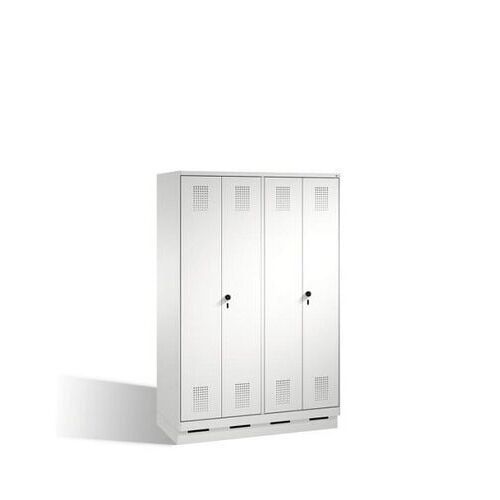 Doppel-Spind, Doppeltüren, Garderobenschrank mit Sockel, 4 Abteile a 300 mm, Korpus anthrazitgrau, Tür anthrazitgrau, 1.800 x 1.200 x 500 mm (HxBxT)
