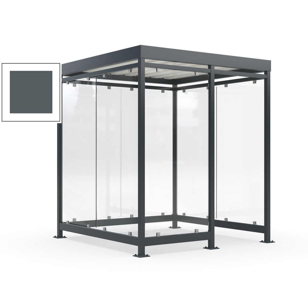 Raucherunterstand, Bushaltestelle, 7 Wände, 6-7 Personen, 2.510 x 2.165 x 2.165 mm (HxBxT), Farbe Achatgrau