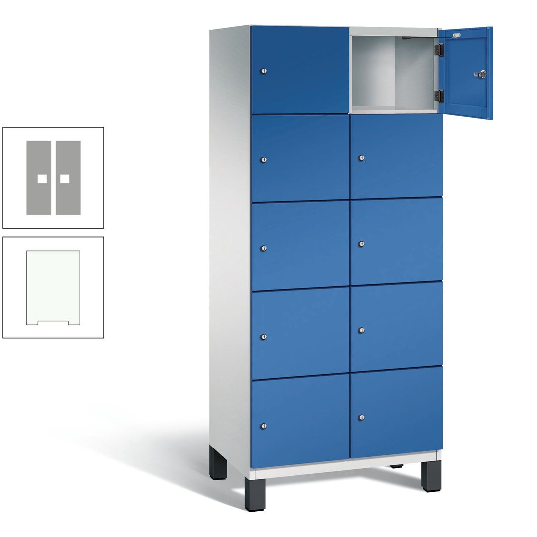 Fächerschrank, Stahlschrank, 10 Fächer, Türöffnungsbegrenzer, Füße, 1.980 x 800 x 525 mm (HxBxT), Korpus anthrazitgrau, Front anthrazitgrau