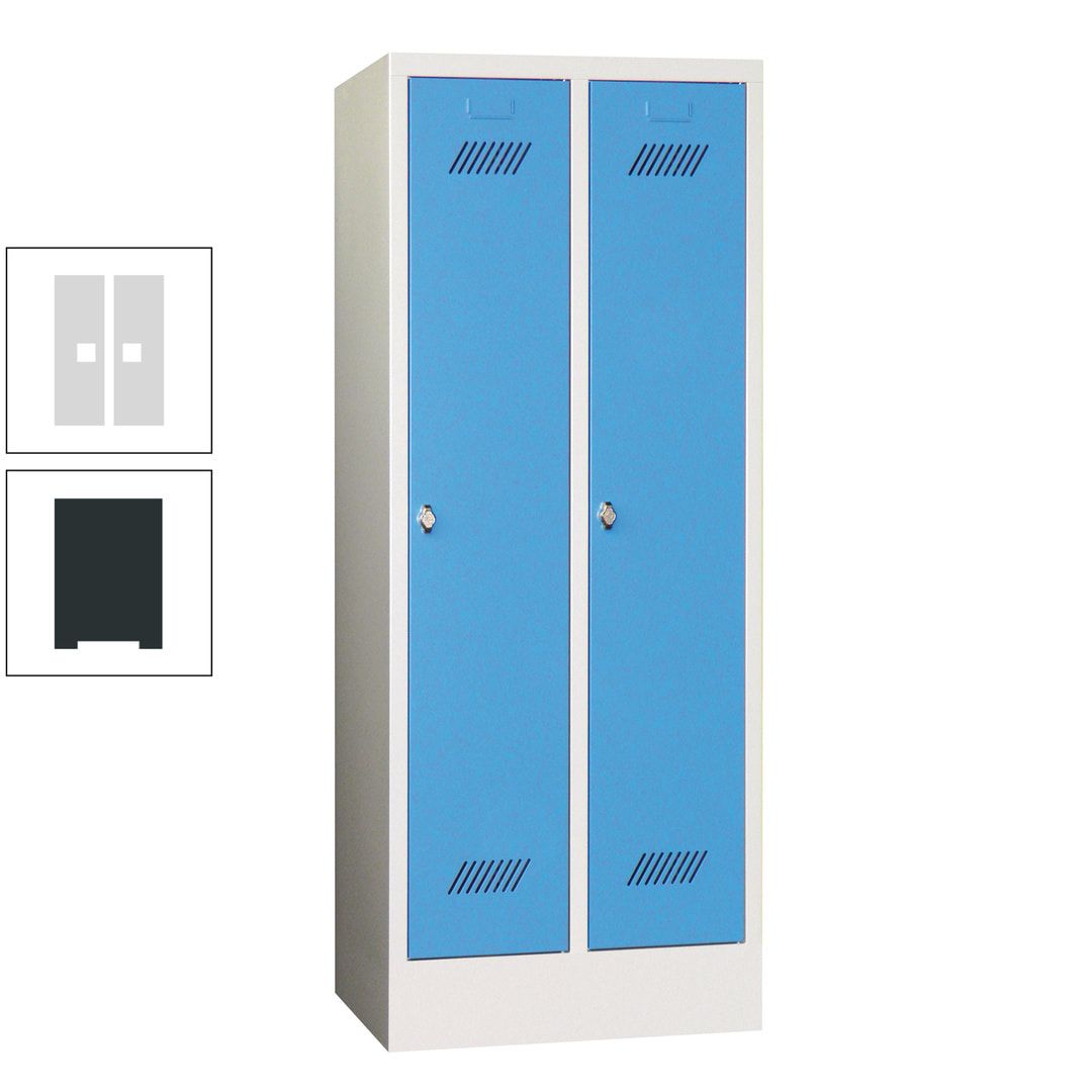 Spindschrank f. Schulen - mit Sockel - Höhe 1.600 mm - 2 Abteile a 300 mm - Drehriegel - anthrazitgrau