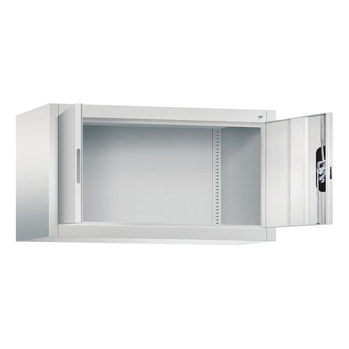 C+P Aufsatzschrank mit Flügeltüren, abschließbar, Korpusfarbe lichtgrau, Frontfarbe enzianblau, 500 x 1.200 x 400 mm (HxBxT)