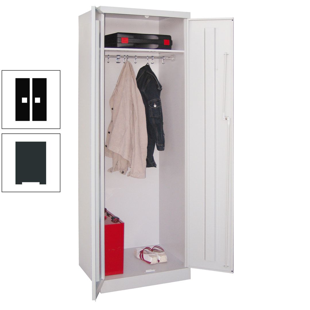 Garderobenschrank - 1 Fachboden - Kleiderstange - 1.800x600x500 mm (HxBxT) - Zylinderschloss - anthrazitgrau