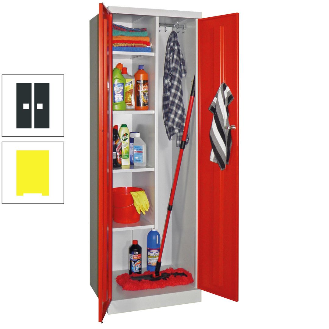 Putzschrank mit Sockel - 1 Abteil mit Trennwand - 1.800x600x500 mm (HxBxT) - Zylinderschloss - anthrazitgrau