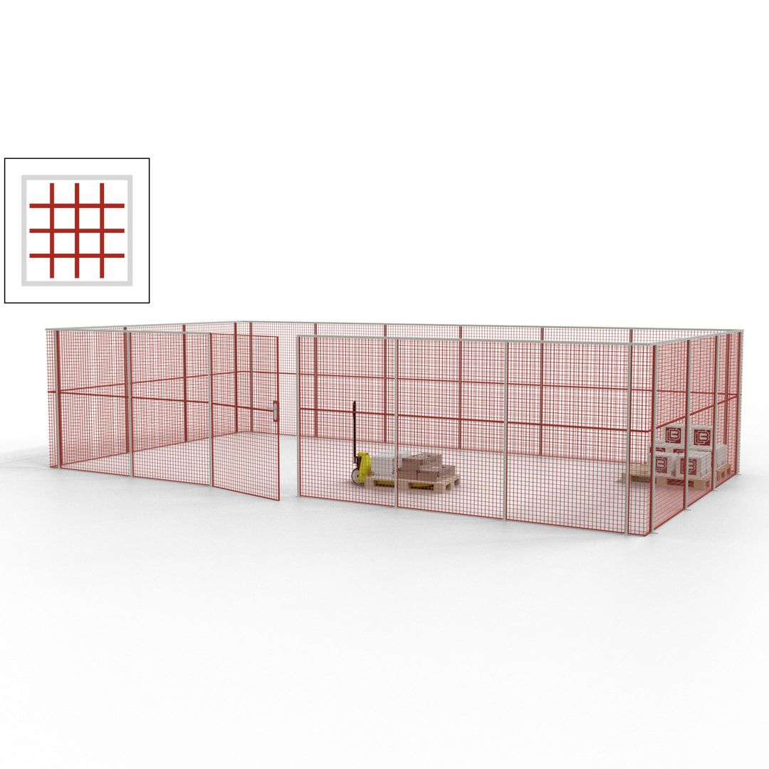 Maschinen Schutzgitter - Hallentrennwand - Sicherheitszaun - Tür - 27 m - 2.200 x 9.400 x 4.900 mm (HxBxT) - enzianblau