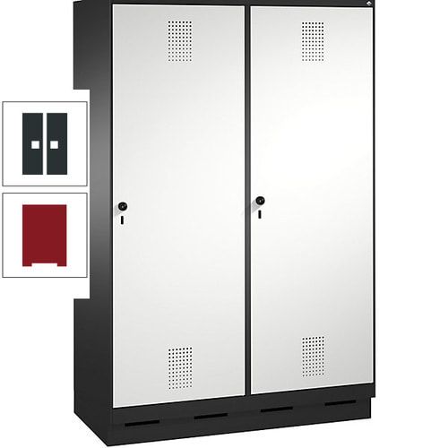 Doppel-Spind, Garderobenschrank, 2 Türen für 4 Abteile a 300 mm, Korpus anthrazitgrau, Türen anthrazitgrau, 1.800 x 1.200 x 500 mm (HxBxT)