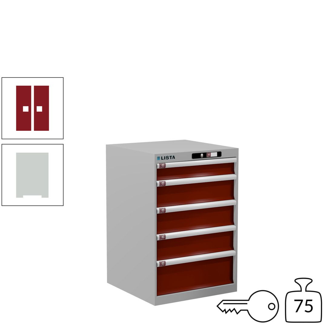 Lista Schubladenschrank - 14.256.010 - 850x564x572 mm (HxBxT) - 5 Schubladen - 75 kg - Key Lock - lichtblau (RAL 5012)