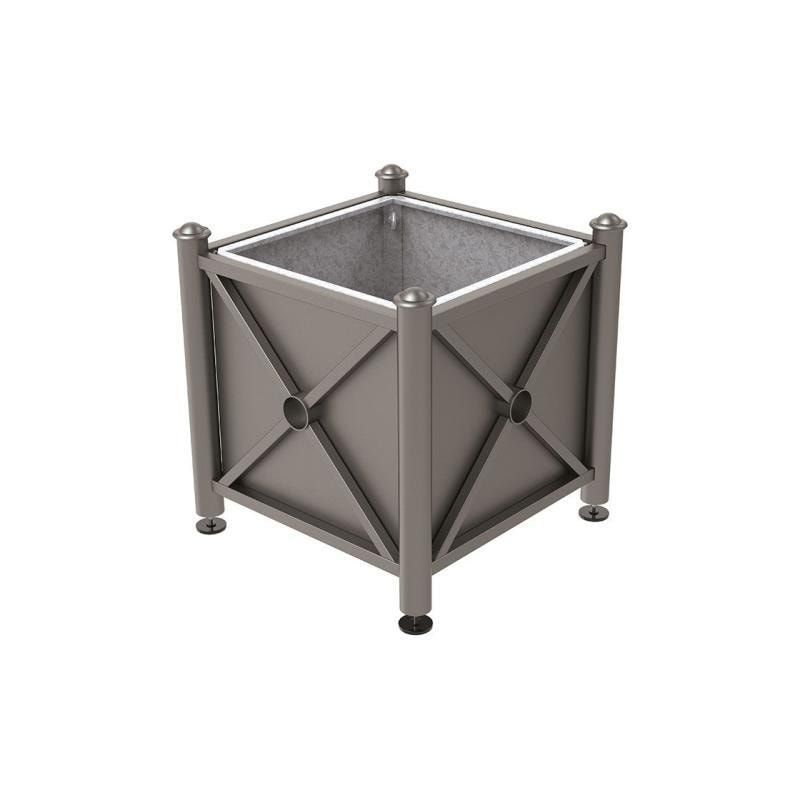 Pflanzbehälter, Stahlblech feuerverzinkt, verstellbare Füße, Innenfach feuerverzinkt, Kopf Agora, 750 x 800 x 800 mm (HxBxT), enzianblau