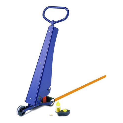 Bodenmarkiergerät, Set mit 2 Kleberollen, Markierfarbe blau, Schneidmesser und Schlagschnur, 50 mm Markierwagen, Wegemarkierungen, Markierungsgerät