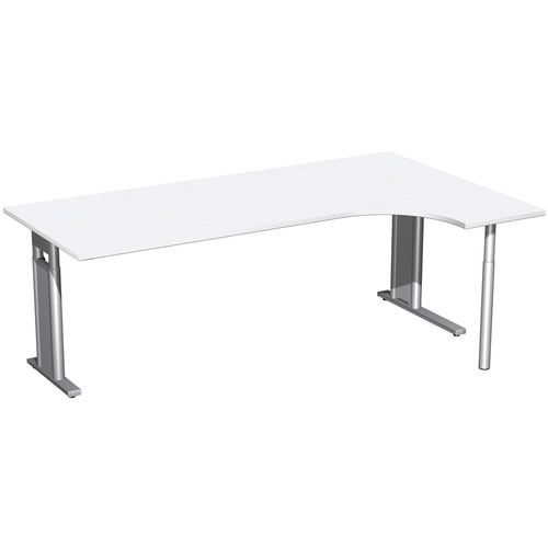 Eckschreibtisch, Ecke rechts, Füße einseitig verkürzt, C-Fuß Pro, höhenverstellbar, 680-820 x 1.600 x 1.200 mm (HxBxT), Dekor Ahorn