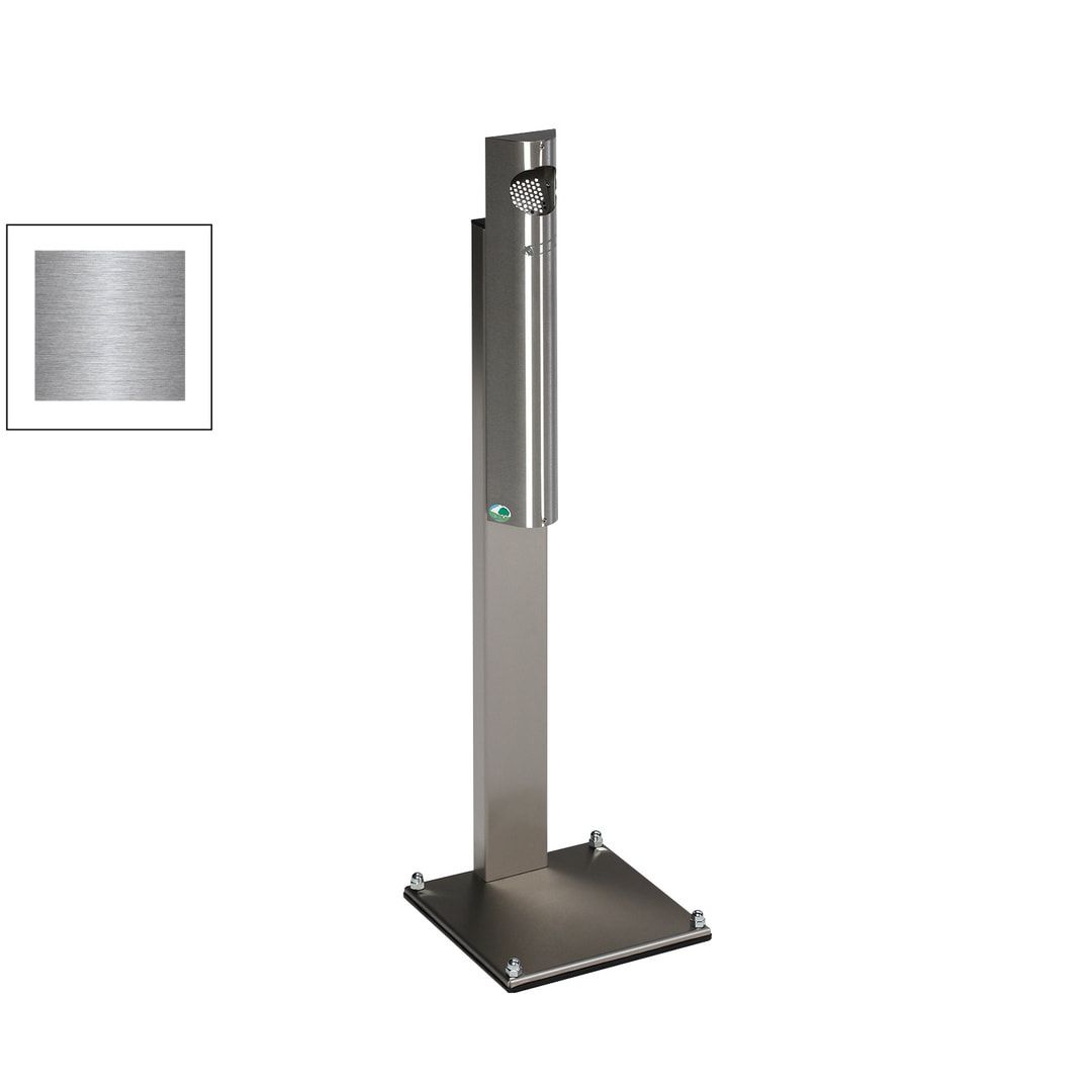 Standaschenbecher, Standascher, 3,5 l Volumen, Standascher, 1.250 x 310 x 310 mm (HxBxT), Ascher, Turmaschenbecher, Stehascher, Edelstahl