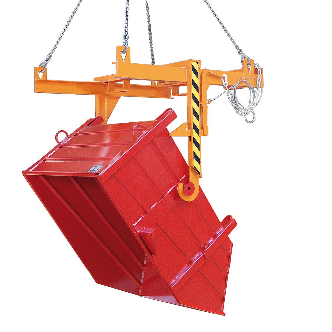 Kipptraverse für Baustoff-Behälter - Traglast 2.000 kg - feuerrot