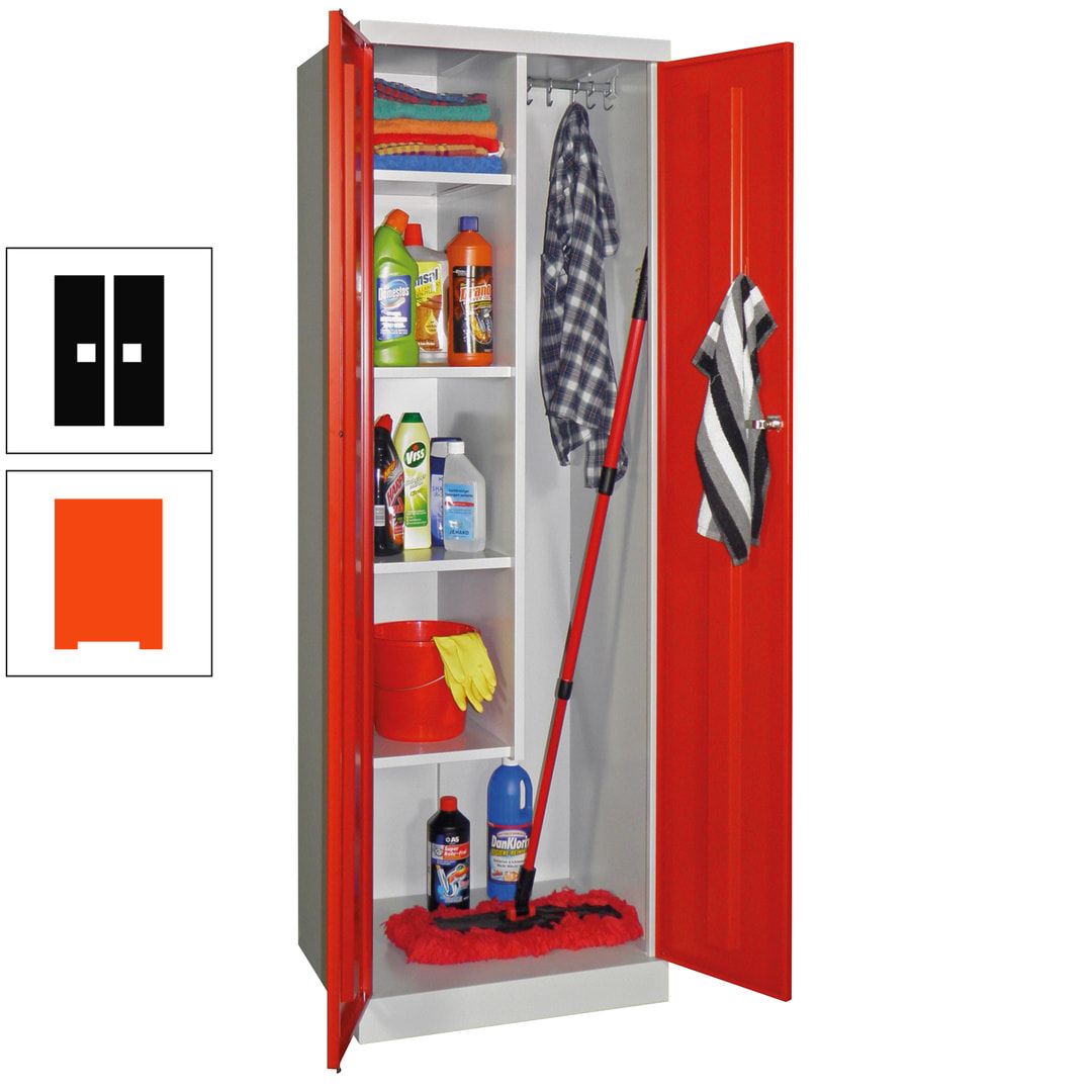 Putzschrank mit Sockel - 1 Abteil mit Trennwand - 1.800x600x500 mm (HxBxT) - Zylinderschloss - anthrazitgrau