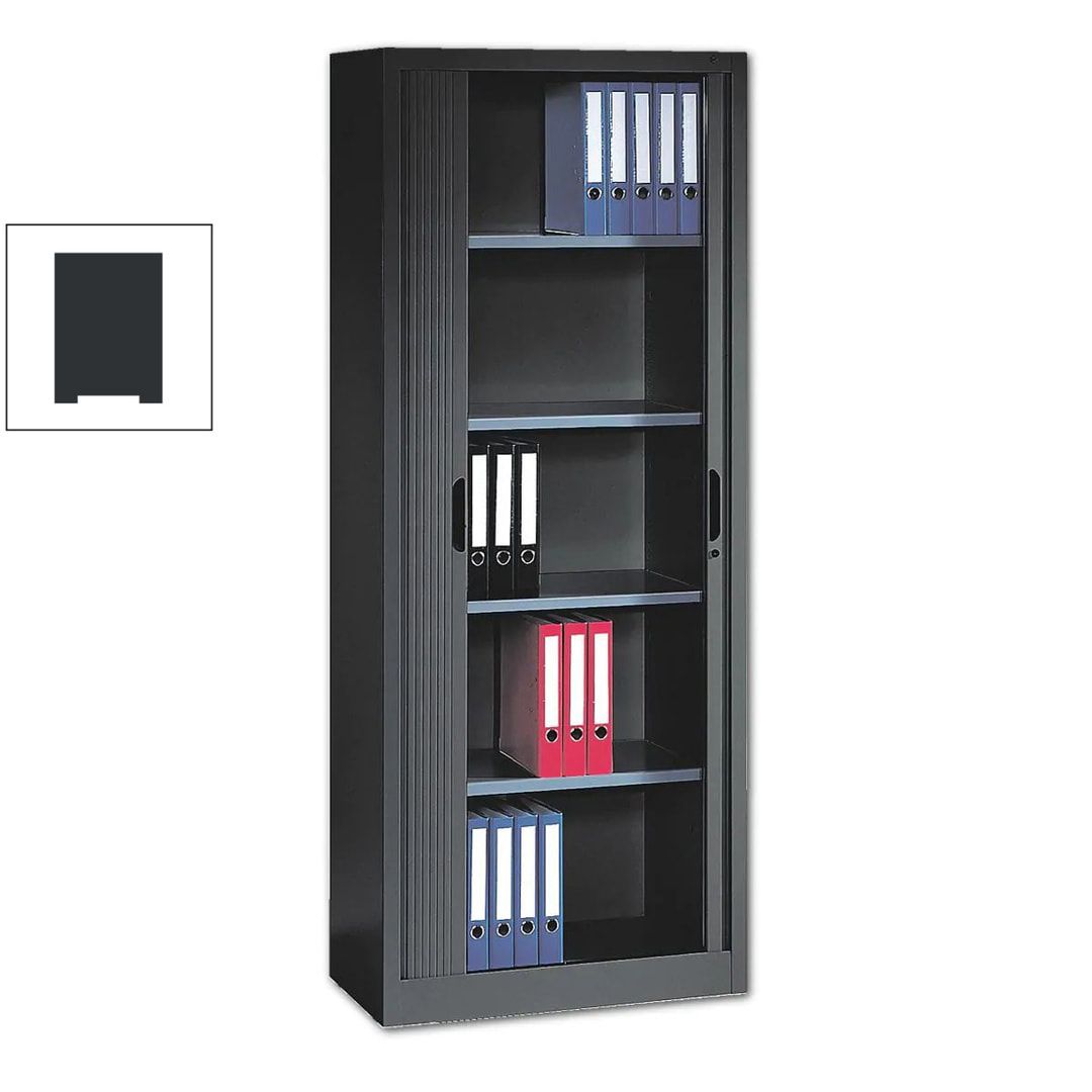 C+P Omnispace, Rollladenschrank, Aktenschrank, Büroschrank, Stahlschrank, abschließbar, 4 Fachböden, Farbe lichtgrau, 1.980 x 1.000 x 420 mm (HxBxT)