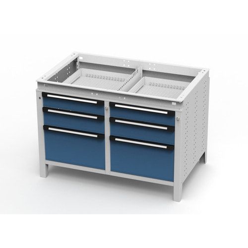 OTTOKIND Werkbank - bündige Arbeitsplatte - 850 x 1.150 x 750 mm (HxBxT) - 6 Schubladen - lichtgrau