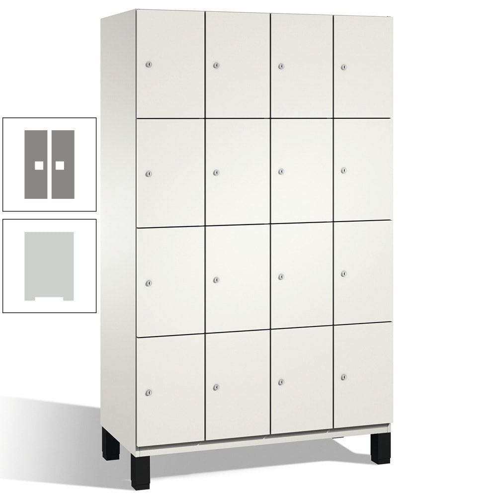 Fächerschrank, Stahlschrank, 16 Fächer, Türöffnungsbegrenzer, mit Füßen, Korpus lichtgrau, Tür anthrazitgrau, 1.980 x 1.200 x 525 mm (HxBxT)