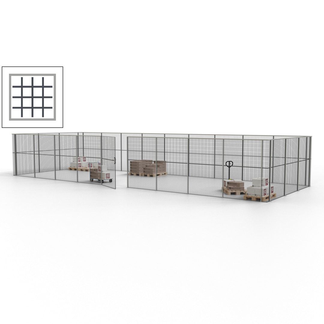 Maschinen Schutzgitter - Hallentrennwand - Sicherheitszaun - Tür - 36 m - 2.200 x 13.900 x 4.900 mm (HxBxT) - enzianblau