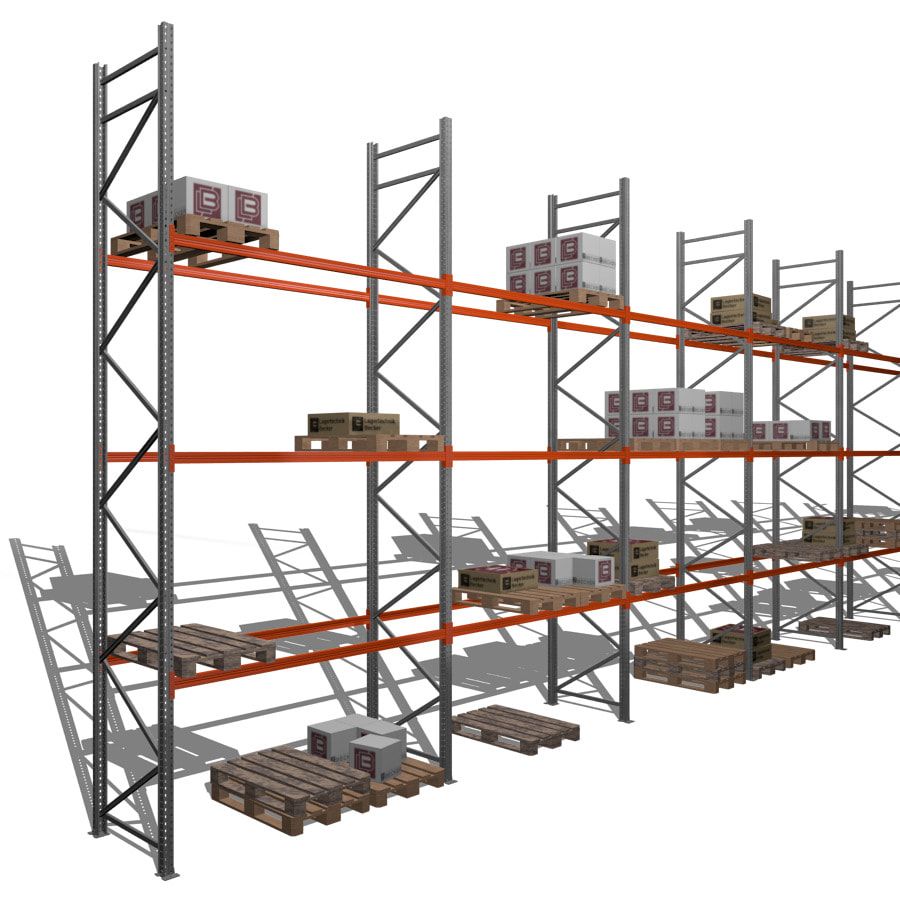 Palettenregal - 1,5 t - 6,0 x 19,7 x 1,1 m - 7 Felder - Schwerlastregal