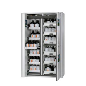 Sicherheitsschrank Typ 90 - Trennwand - ca. 2 x 1,2 x 0,6 m (HxBxT) - 3 Wannenböden - Ausführung wählbar - lichtgrau - Stahl