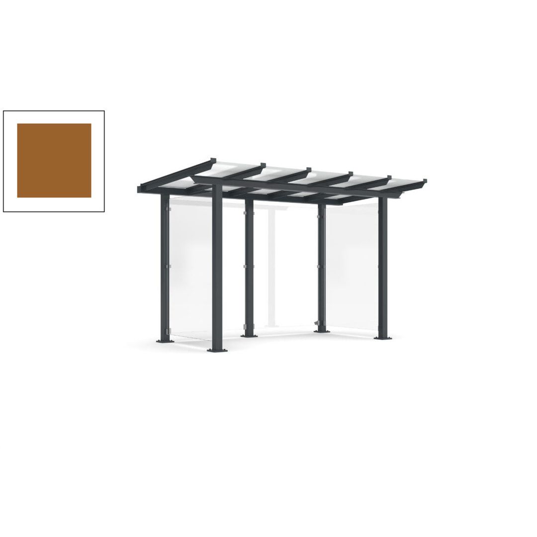 Unterstand mit Pultdach und Sicherheitsglas - feuerverzinkt und farbbeschichtet - 2.435 x 3.850 x 2.090 (HxBxT) - Farbe Achatgrau