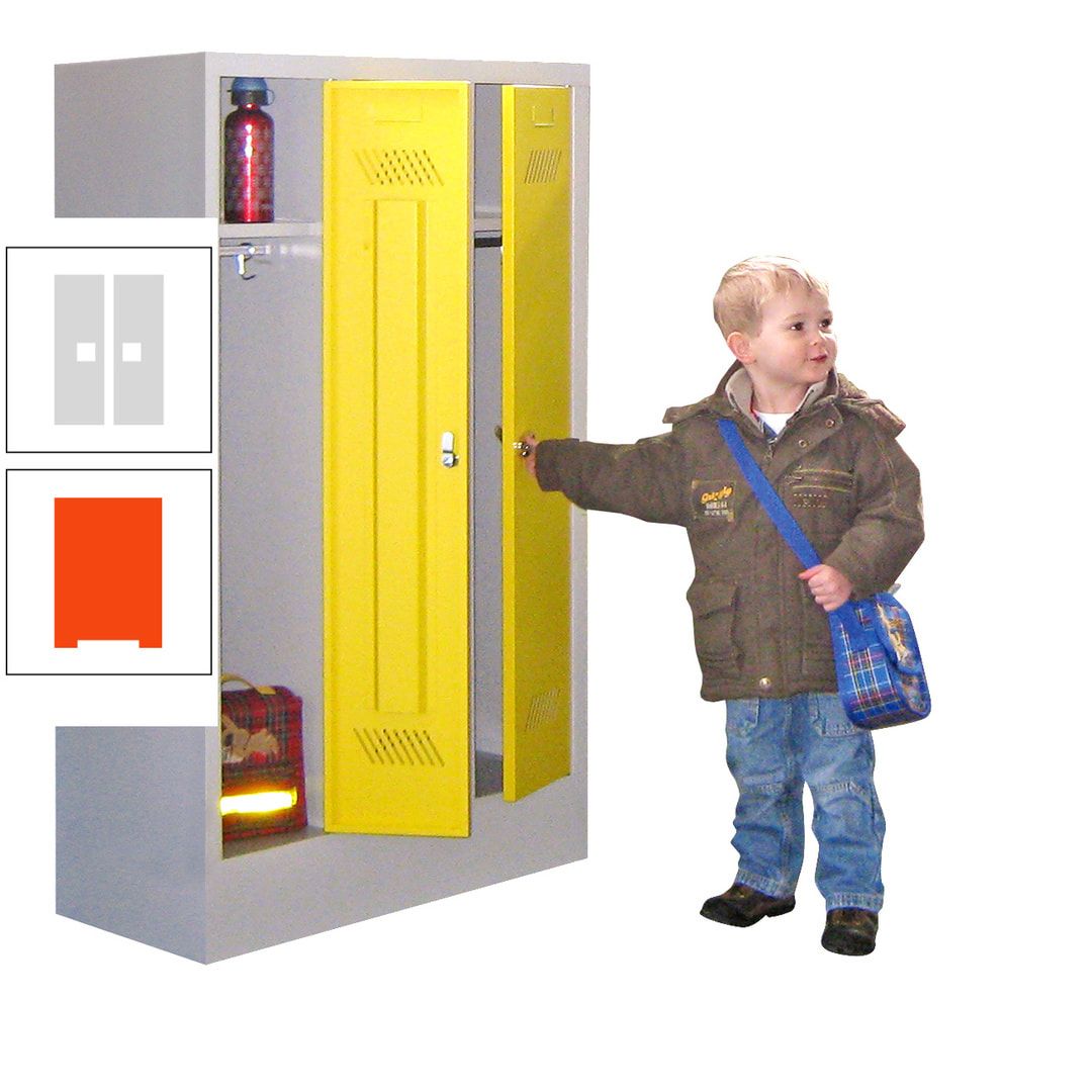 Spindschrank f. Kindergärten - mit Sockel - Höhe 1.300 mm - 2 Abteile a 250 mm - Drehriegel - anthrazitgrau