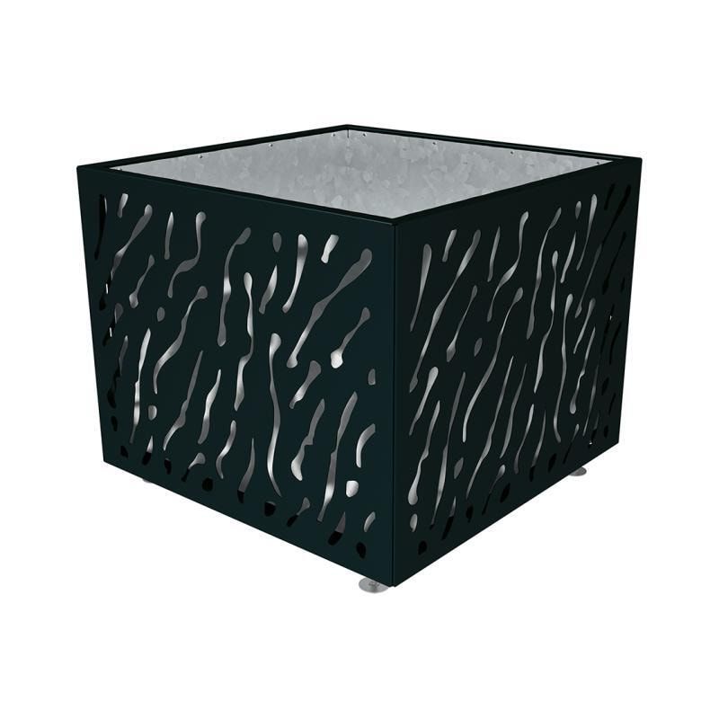 Pflanzbehälter, Stahlblech fvz, einfarbig, innen feuerverzinkt mit Verladungsgriffen, verstellbare Füße, 870 x 990 x 990 mm (HxBxT), enzianblau