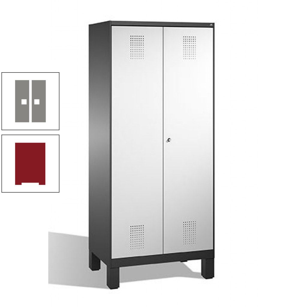 Mehrzweckschrank, Doppeltüren, auf Füßen, 2 Abteile a 400 mm, Korpus anthrazitgrau, Tür anthrazitgrau, 1.850 x 800 x 500 mm (HxBxT)