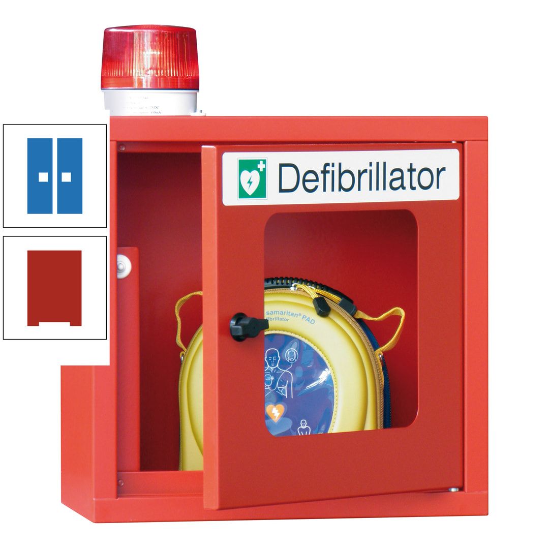 Defibrillatorenschrank mit akustischem und optischem Alarm - 490 x 400 x 200 mm (HxBxT) - Sichtfenster - anthrazitgrau