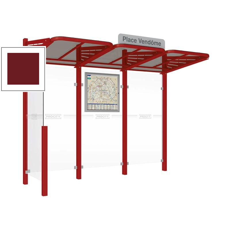 Buswartehalle - Unterstand - modular - Fahrplankasten - Haltestellenschild - Seitenwand links- 2.200 x 3.000 x 1.500 mm (HxBxT) - enzianblau