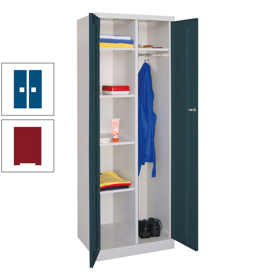 Kleiderschrank mit Sockel - Spind - 1 Abteil mit Trennwand - 1.800x600x500 mm (HxBxT) - Zylinderschloss - anthrazitgrau