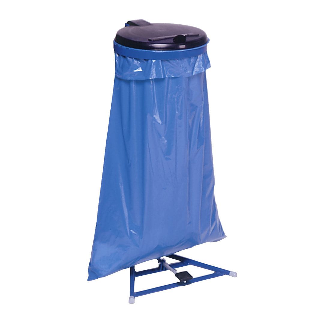 Müllsackständer mit Fußpedal - für 120 l Kunststoffsäcke - 1.000 x 490 x 490 mm (HxBxT) - enzianblau