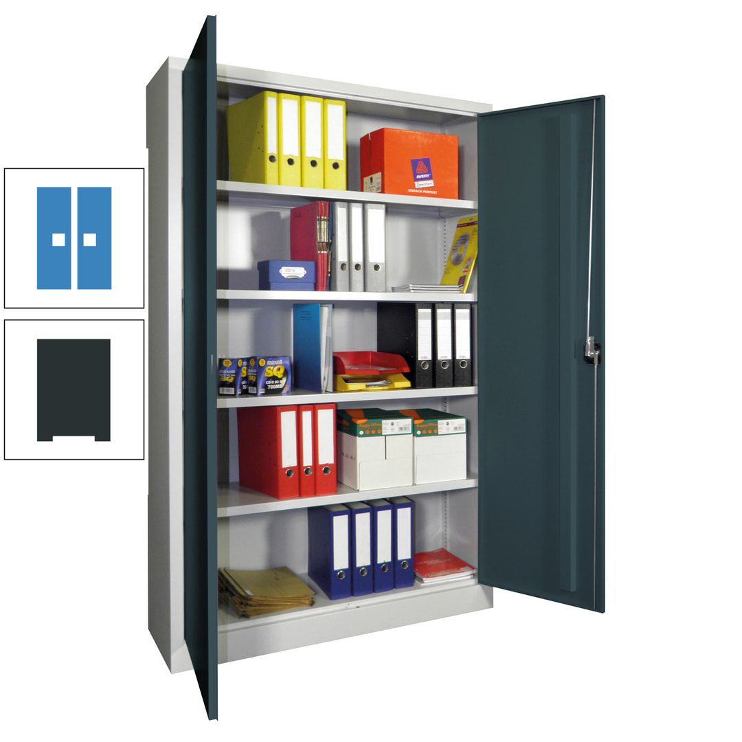 Aktenschrank - Vollblechtüren - 1.950x1.200x400 mm (HxBxT) - 4 Einlegeböden verzinkt - Zylinderschloss - anthrazitgrau