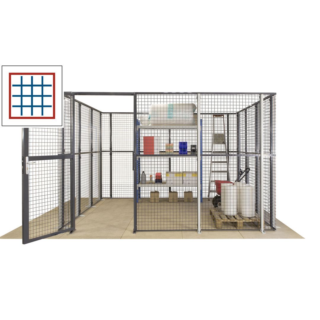 Maschinen Schutzgitter - Hallentrennwand - Sicherheitszaun - Tür - 72 m - 2.200 x 21.400 x 15.400 mm (HxBxT) - enzianblau