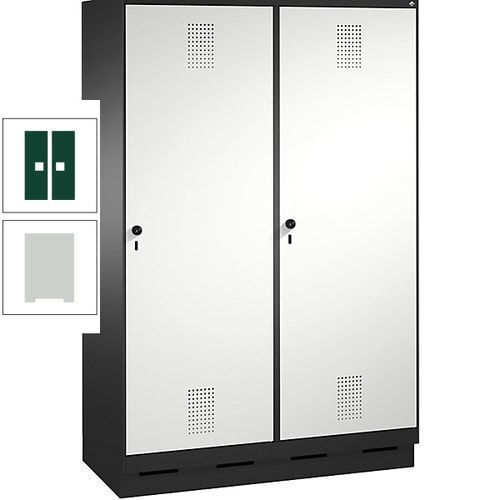 Doppel-Spind, Garderobenschrank, 2 Türen für 4 Abteile a 300 mm, Korpus anthrazitgrau, Türen anthrazitgrau, 1.800 x 1.200 x 500 mm (HxBxT)