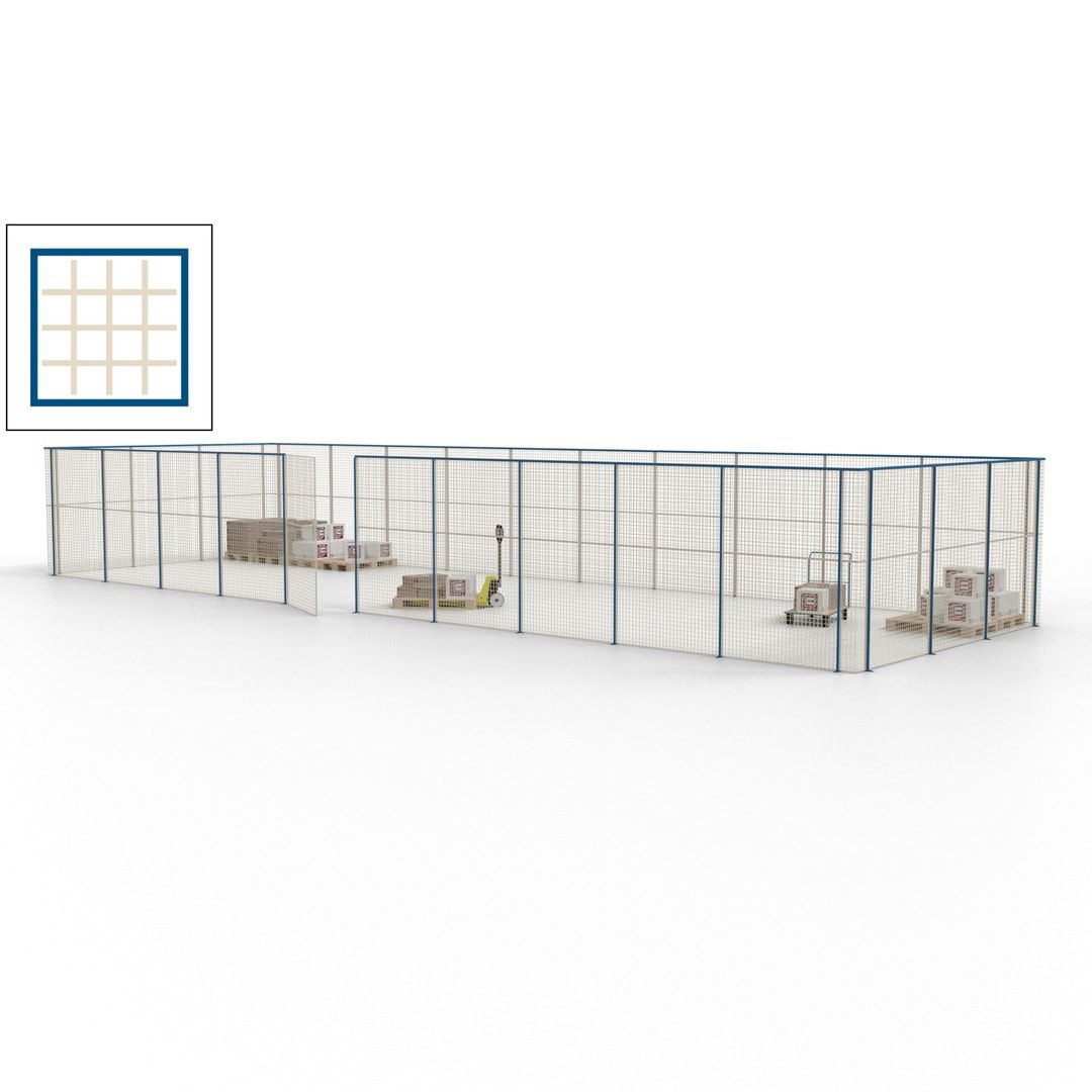 Maschinen Schutzgitter - Hallentrennwand - Sicherheitszaun - Tür - 39 m - 2.200 x 15.400 x 4.900 mm (HxBxT) - enzianblau
