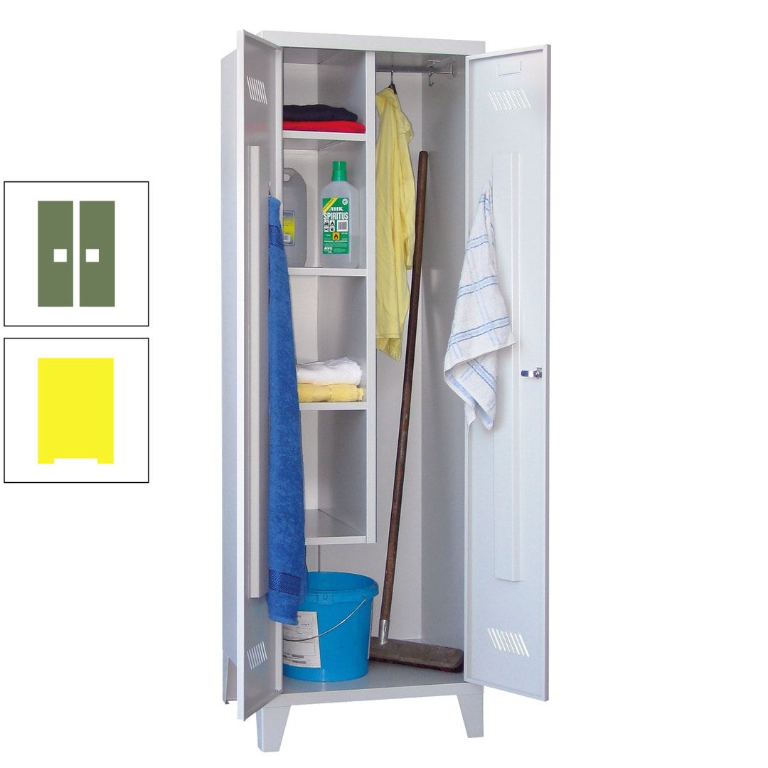Putzschrank mit Füßen - 1 Abteil mit Trennwand - 1.850x600x500 mm (HxBxT) - Drehriegel - anthrazitgrau