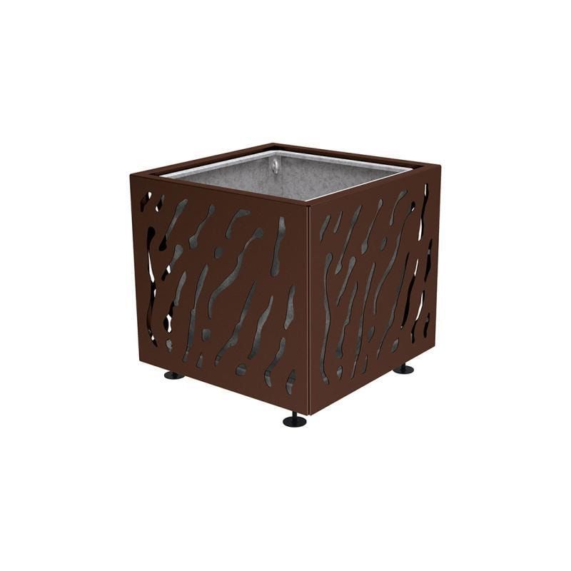 Pflanzbehälter, Stahlblech fvz, einfarbig, innen feuerverzinkt mit Verladungsgriffen, verstellbare Füße, 760 x 790 x 790 mm (HxBxT), enzianblau