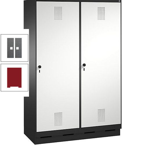 Doppel-Spind, Garderobenschrank, 2 Türen für 4 Abteile a 300 mm, Korpus anthrazitgrau, Türen anthrazitgrau, 1.800 x 1.200 x 500 mm (HxBxT)