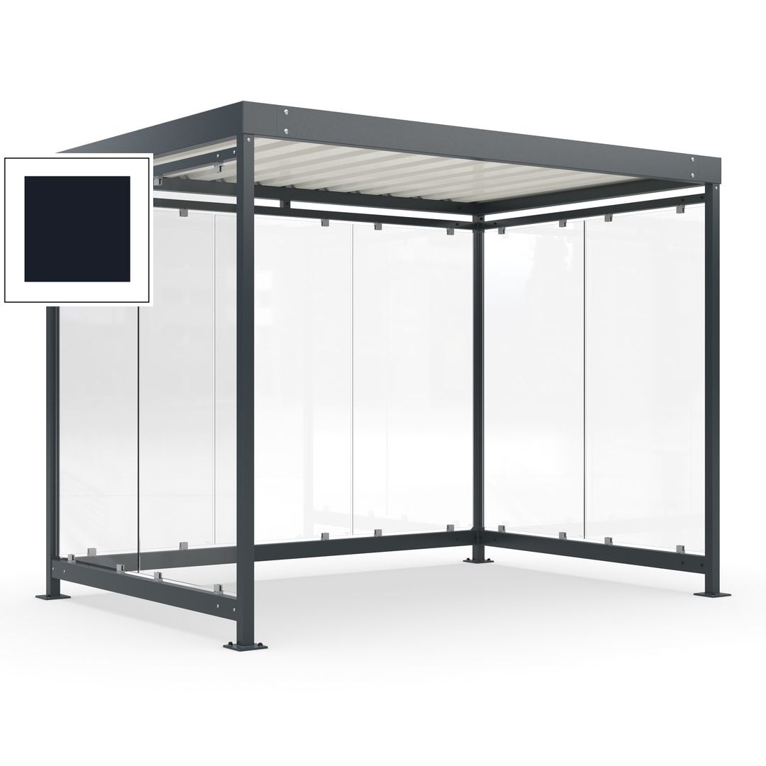 Raucherunterstand, Bausatz, Fahrgastunterstand, Bushaltestelle, 2.510 x 3.180 x 2.165 mm (HxBxT), 7 Wände, Achatgrau