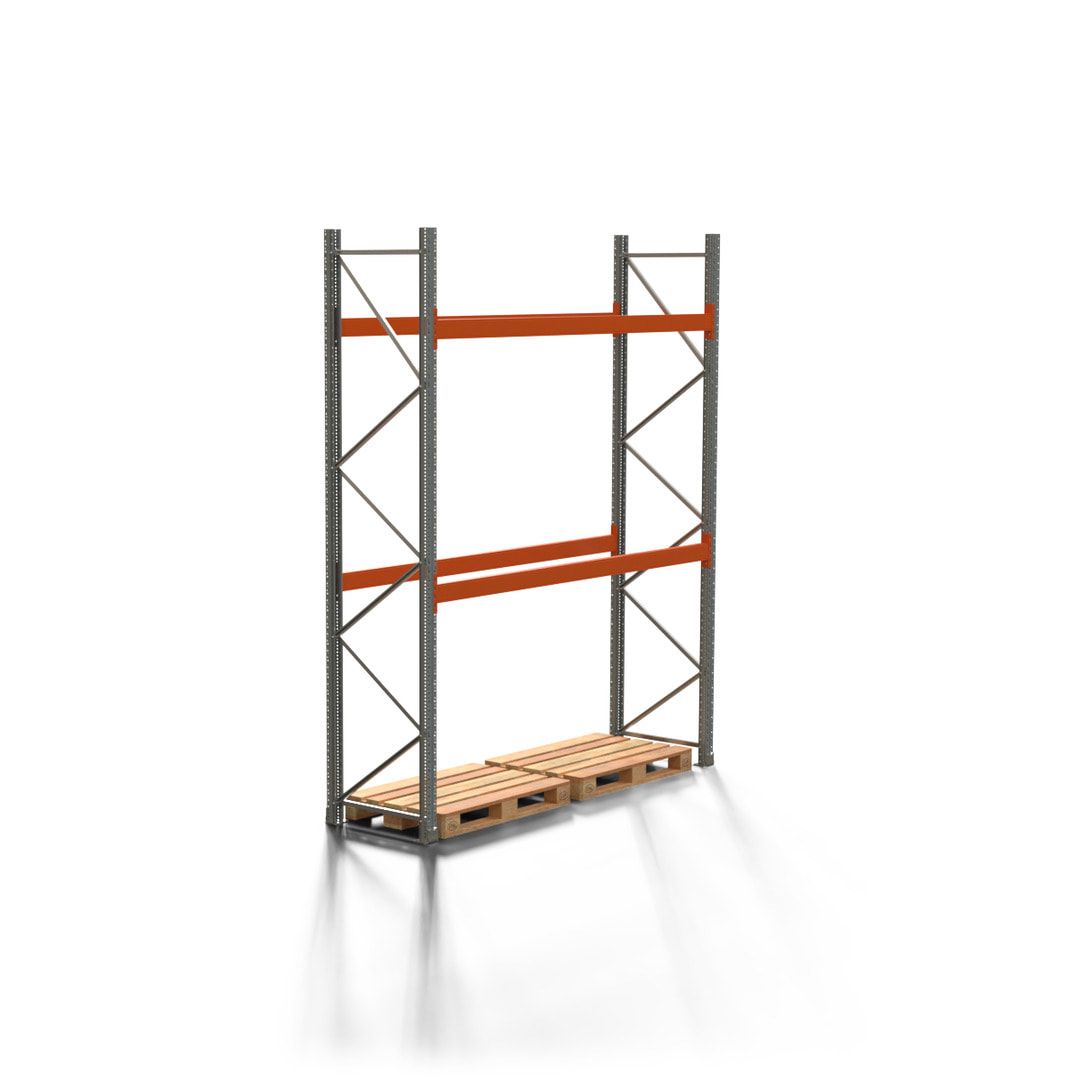 Palettenregal ARTUS - Anbauregal mit 2 Ebenen - Fachlast 2.100 kg - 3.500 x 2.700 x 800 mm (HxBxT) - Schwerlastregal