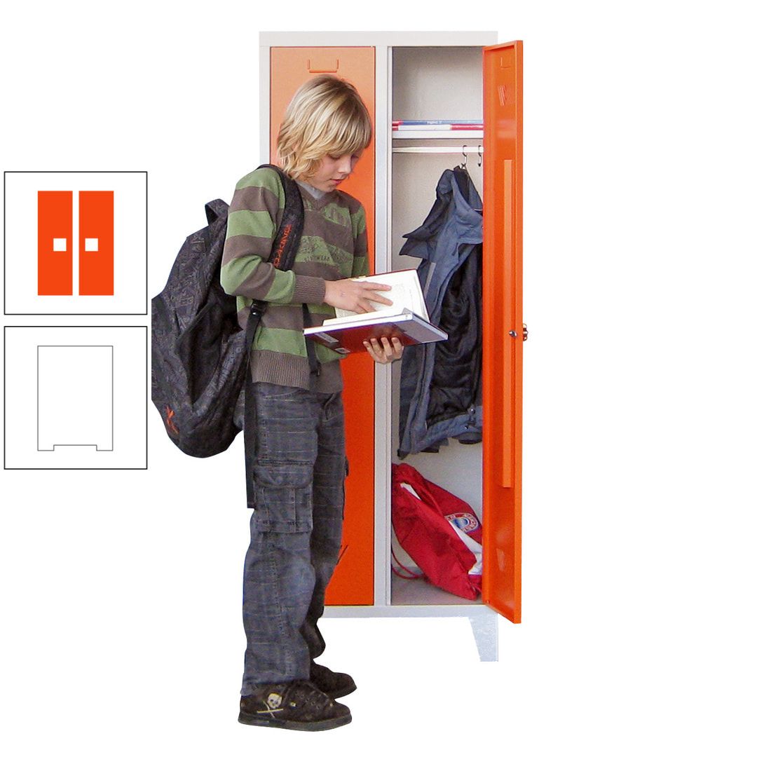 Spindschrank f. Schulen - mit Füßen - Höhe 1.600 mm - 3 Abteile a 300 mm - Drehriegel - anthrazitgrau