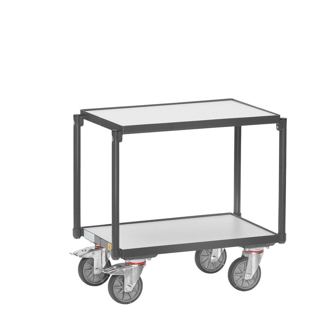 Fetra - ESD-Kistenroller für Eurokästen - mit Schiebebügel - Tragkraft 250 kg - 970 x 415 x 746 mm (HxBxT) - Bodenplatte mit Rand