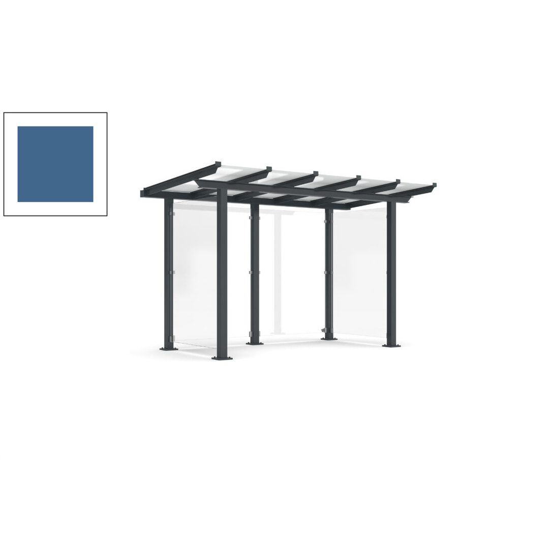 Unterstand mit Pultdach und Sicherheitsglas - feuerverzinkt und farbbeschichtet - 2.435 x 3.850 x 2.090 (HxBxT) - Farbe Achatgrau
