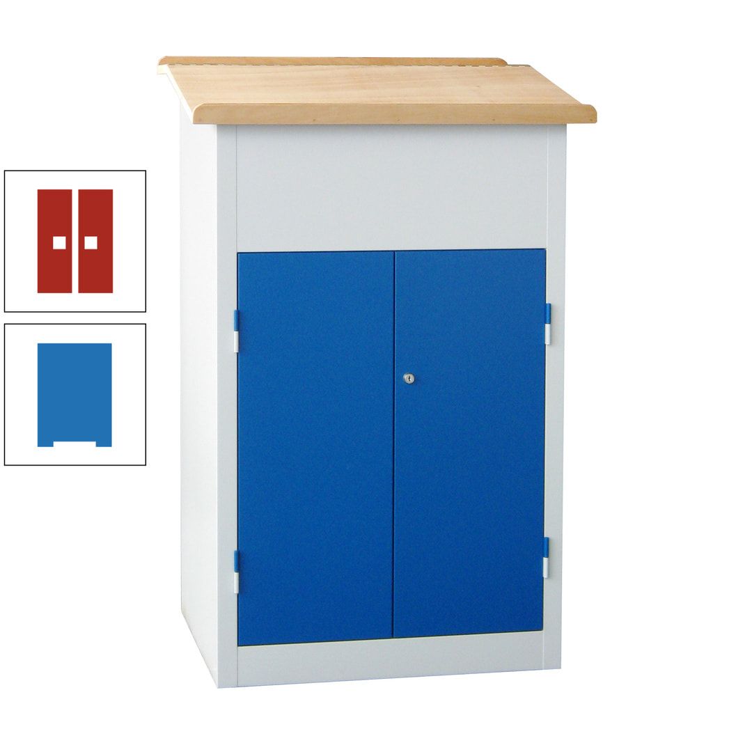 Stehpult mit Schrank - Vollblechtür - Zylinderschloss - 2 Böden - 1.200 x 700 x 600 mm (HxBxT) - anthrazitgrau