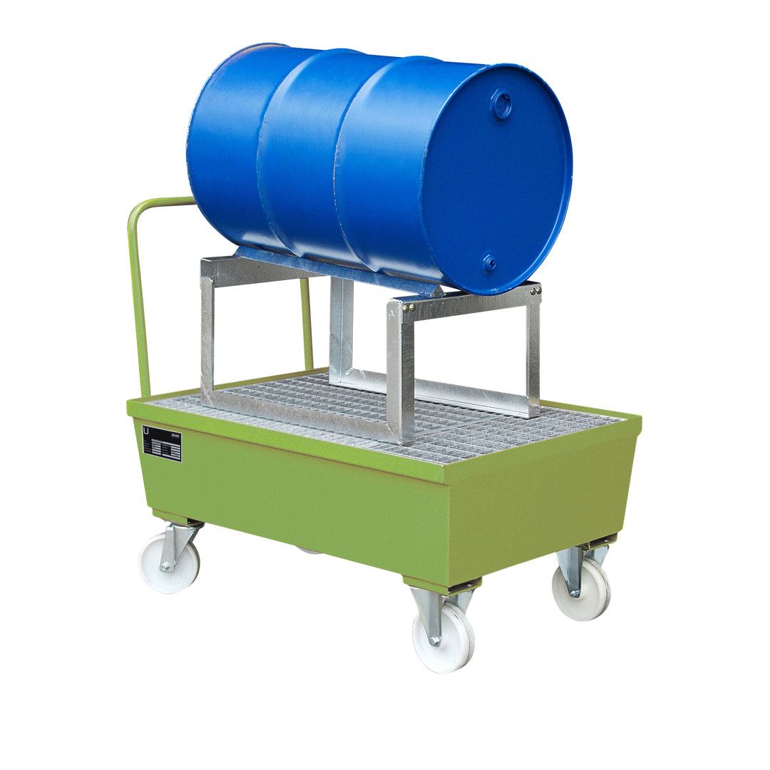 BAUER Auffangwanne - 225 l Volumen - Rollen - Griff - Fassauflage - feuerrot
