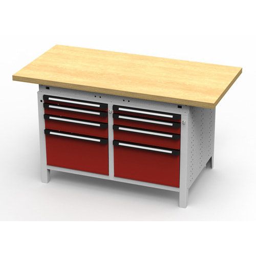 OTTOKIND Werkbank - bündige Arbeitsplatte - 850 x 1.150 x 750 mm (HxBxT) - 8 Schubladen - lichtgrau