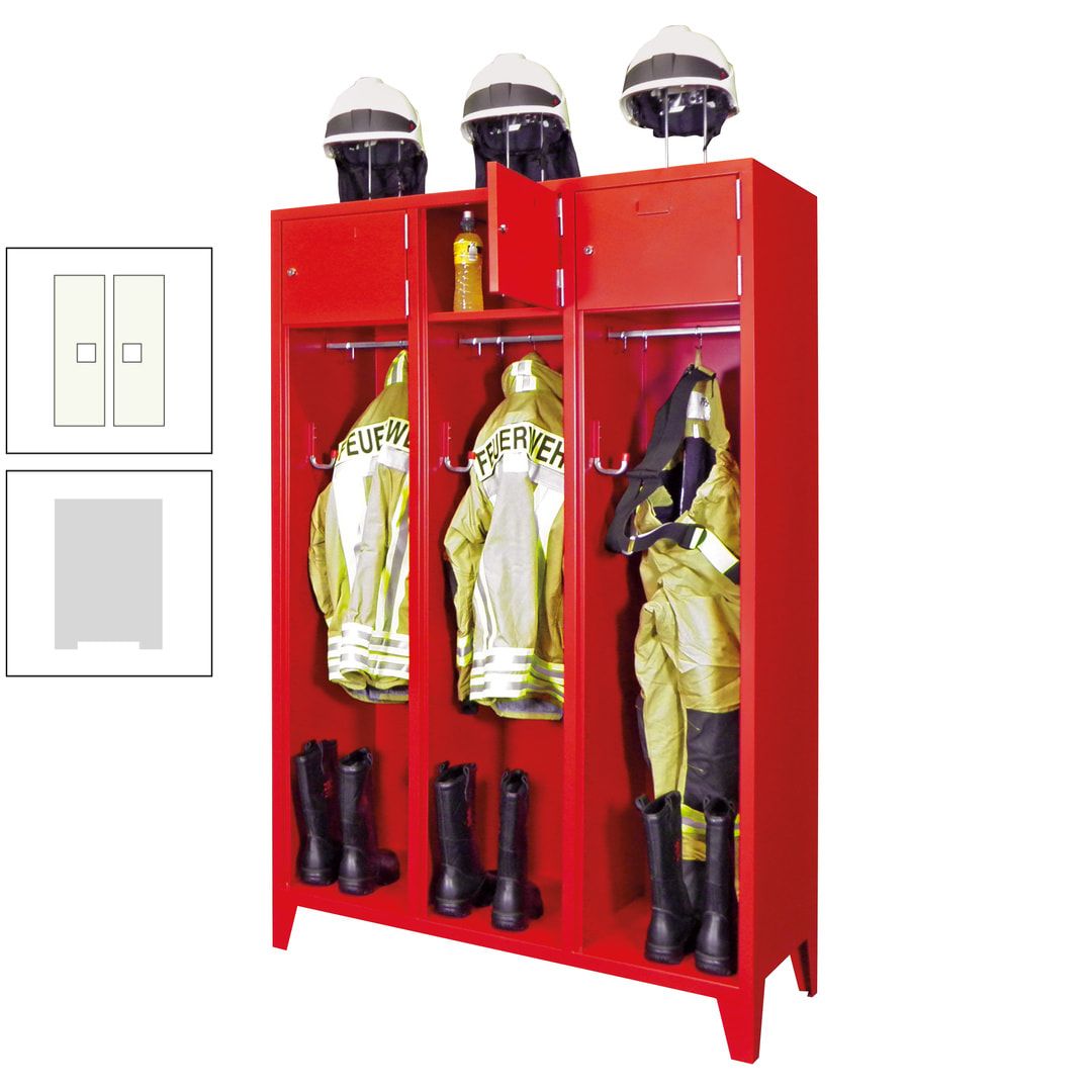 Feuerwehrschrank - 2 Abteile - Ablagefach mit Tür, Etikettenrahmen - 2.100 x 830 x 500 mm (HxBxT) - anthrazitgrau