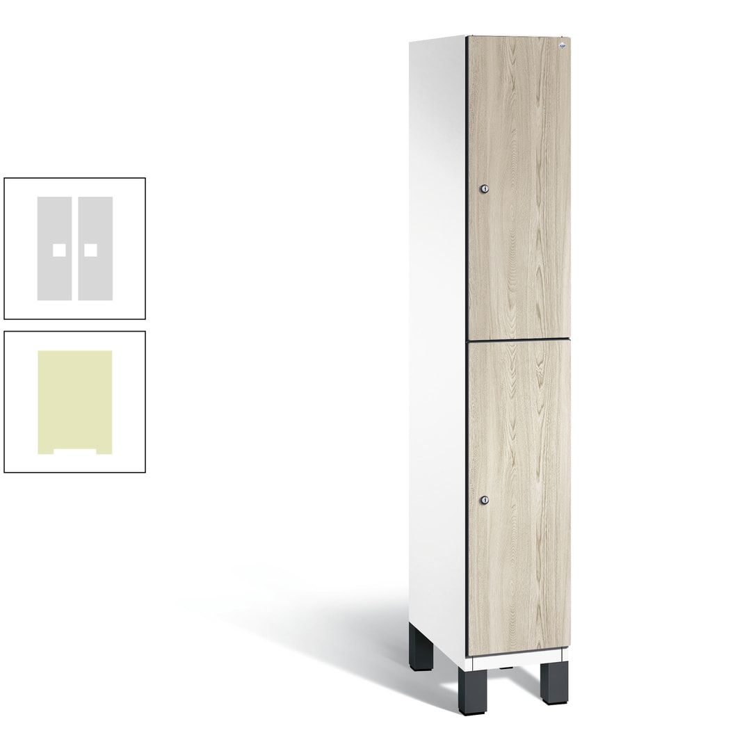 Fächerschrank, Garderobenschrank, mit Füßen, 1 Abteile, 1.980 x 300 x 525 mm (HxBxT), Korpus anthrazitgrau, Tür Donau-Ahorn