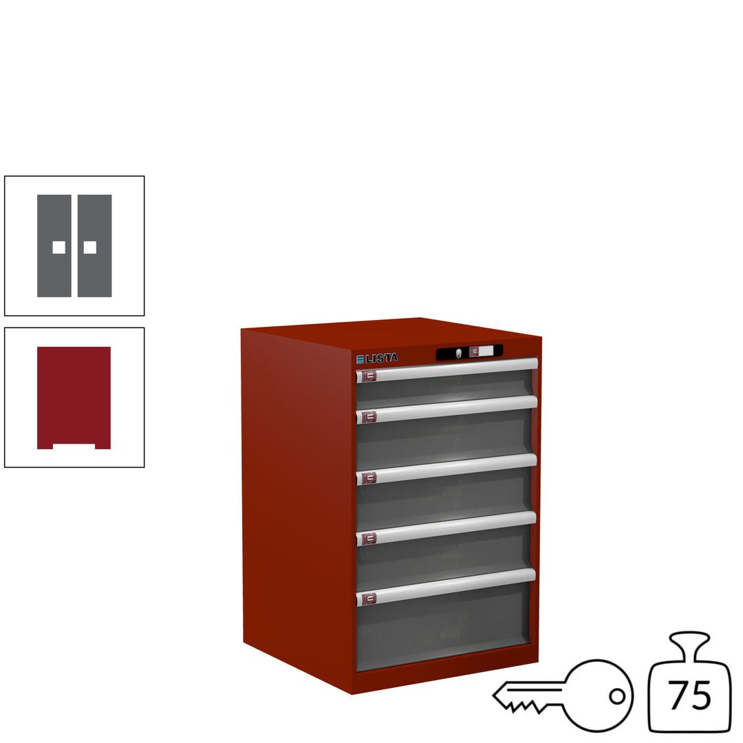 Lista Schubladenschrank - 14.256.010 - 850x564x572 mm (HxBxT) - 5 Schubladen - 75 kg - Key Lock - lichtblau (RAL 5012)