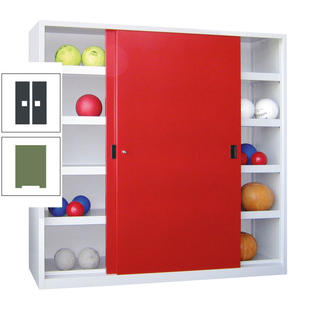Ballschrank - Schiebetüren - Trennwand - 8 Böden - 1.950x1.500x600 mm (HxBxT) - anthrazitgrau